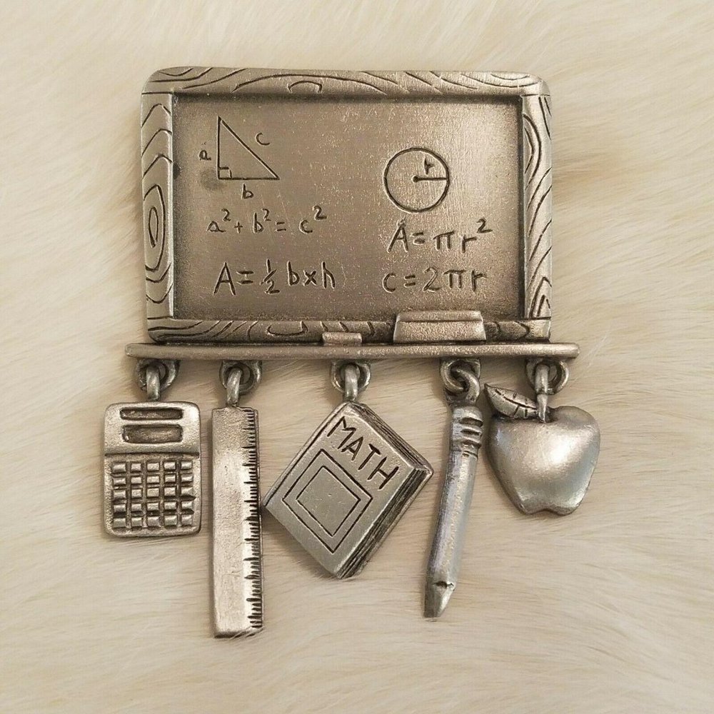 VINtage JJ School Pewter‎ Brooch 4839